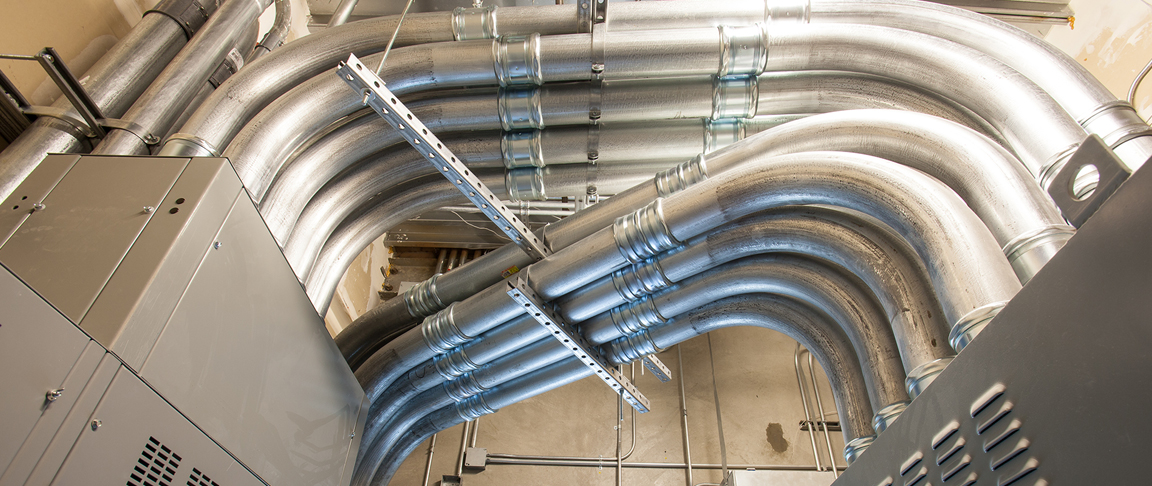 View of conduiting housing portion of the electrical work completed by Cupertino Electric