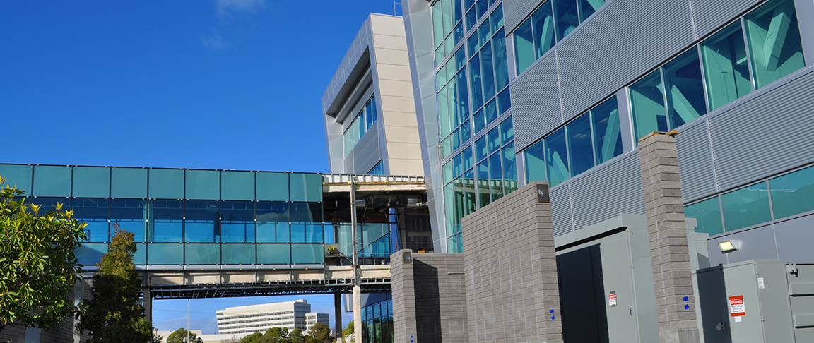 Exterior view of commercial office building for biotech/pharmaceutical company