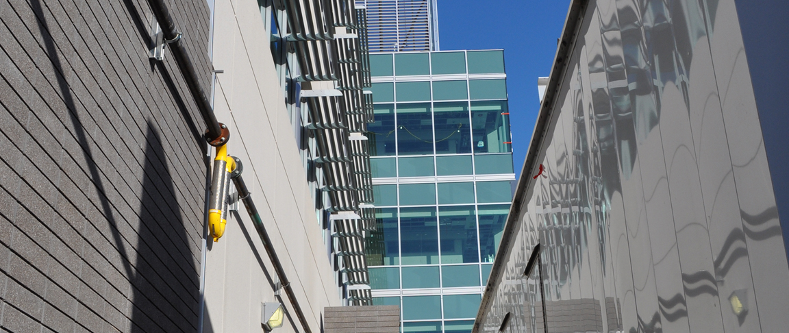 Exterior view of commercial office building for biotech/pharmaceutical company