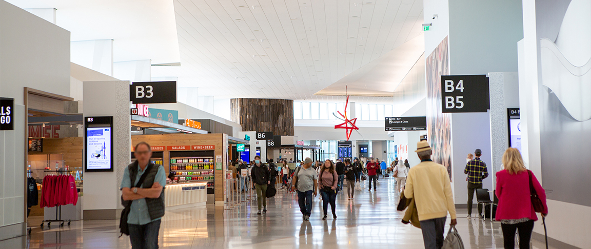 San Francisco International Airport Harvey Milk Terminal 1 Boarding Area B concourse